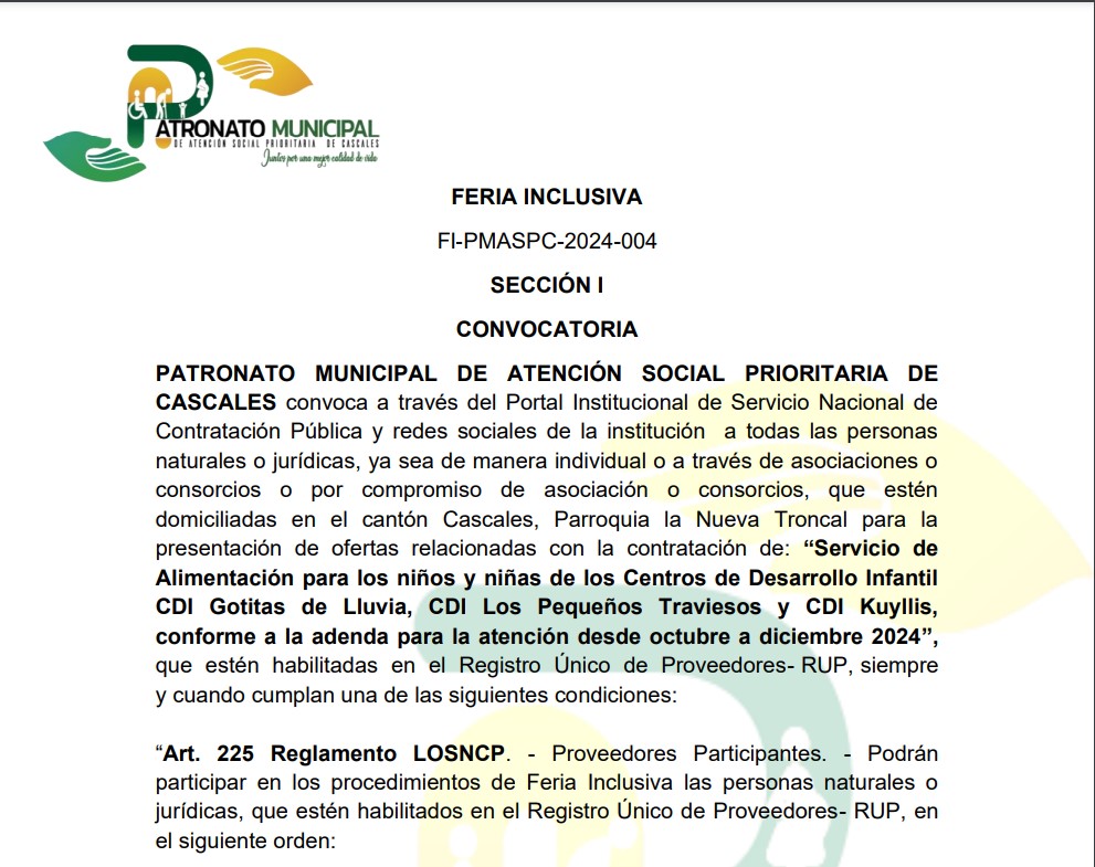 CONVOCATORIA 4 , PATRONATO MUNICIPAL DE ATENCIÓN SOCIAL PRIORITARIA DE CASCALES 